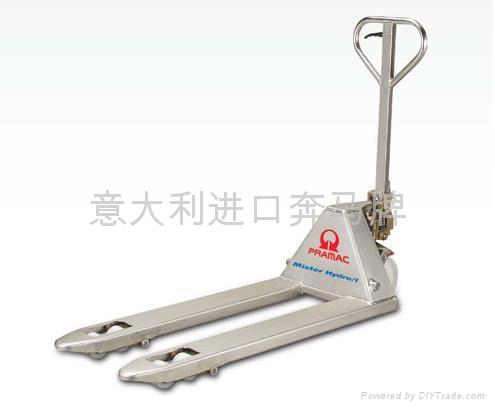 手動托盤搬運車北京總代理-意大利進口奔馬牌不銹鋼型托盤叉車