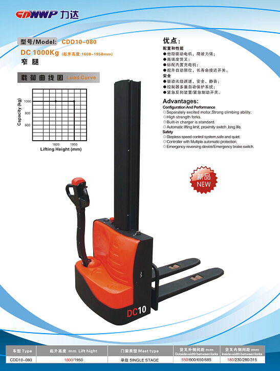 力達(dá)全電動(dòng)堆垛車(CDD10-080)